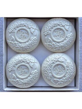 Petite Petite Blanc Lila Lilac Scented Soap Set Of Four 1.7 Oz Bars Gift Boxed